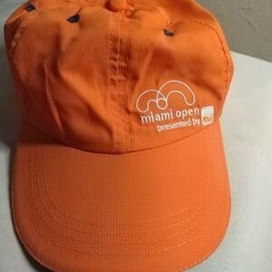 Orange "Miami Open" Cap with collectable itau' "Tennis Racket Pin"